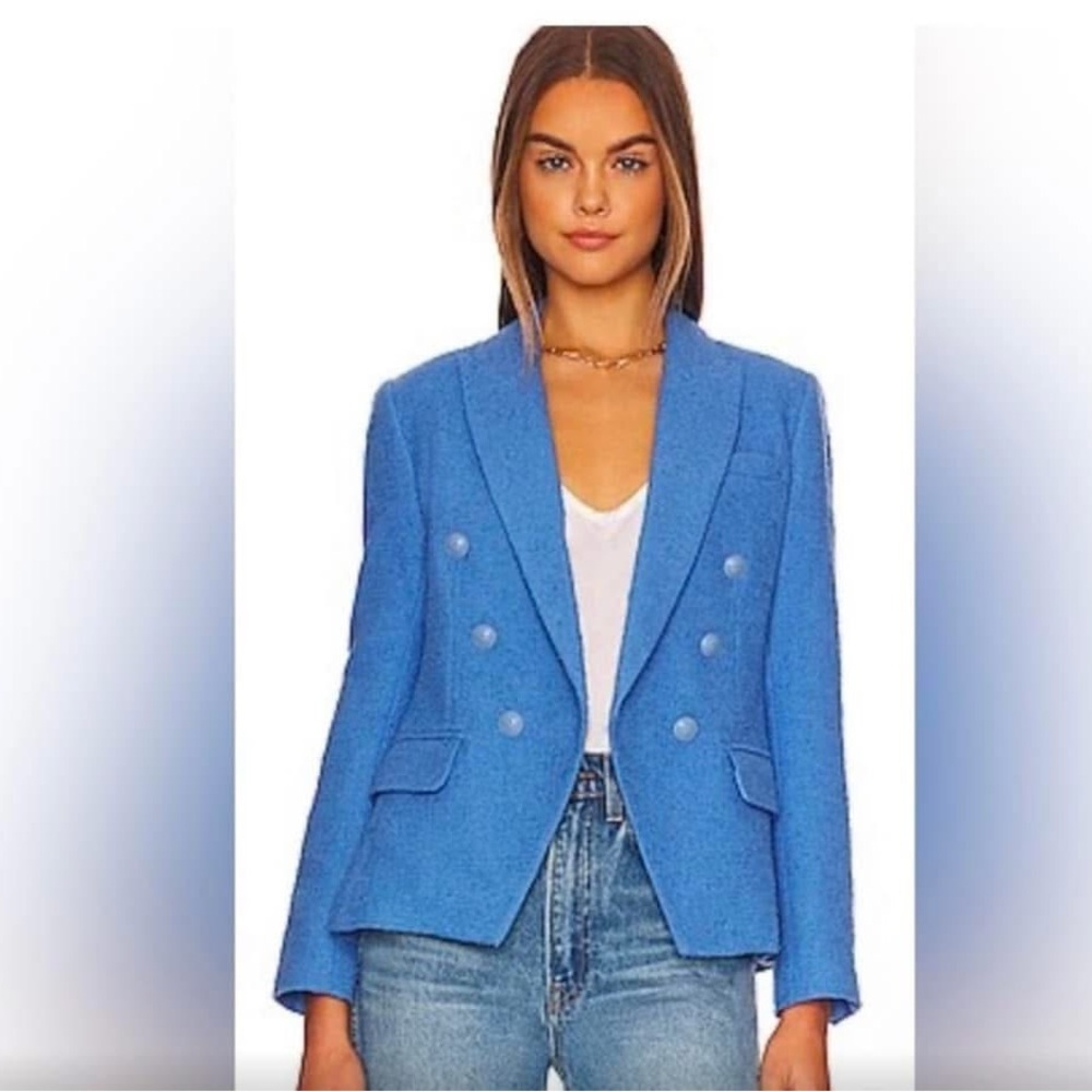 L'AGENCE Kenzie Double Breasted Blazer in the color Blue Bonnet